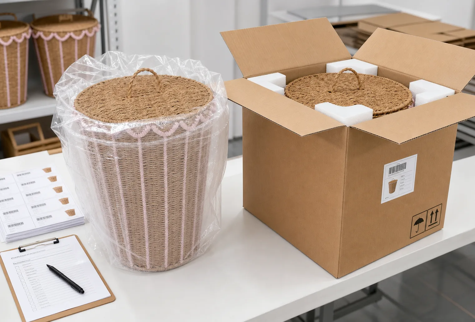 Packing and random carton inspection for JINZHAO CRAFT woven storage factory
