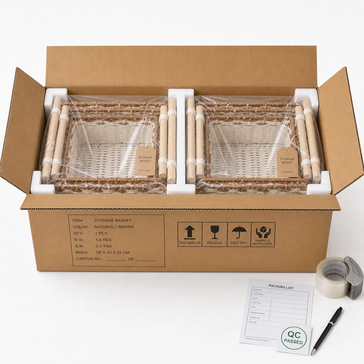 Carton packing production process 1 at JINZHAO CRAFT woven storage factory